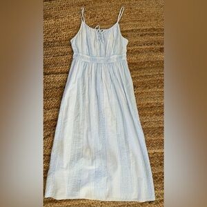 Loft Size 2 Blue & White Striped Cotton Maxi Dress Coastal Farmhouse